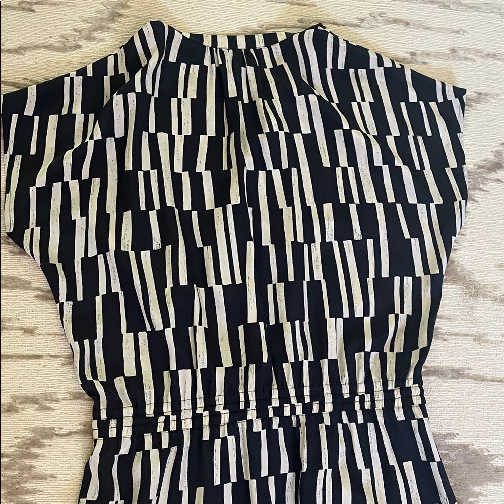 Vince Black and Cream Silk Patterned dress